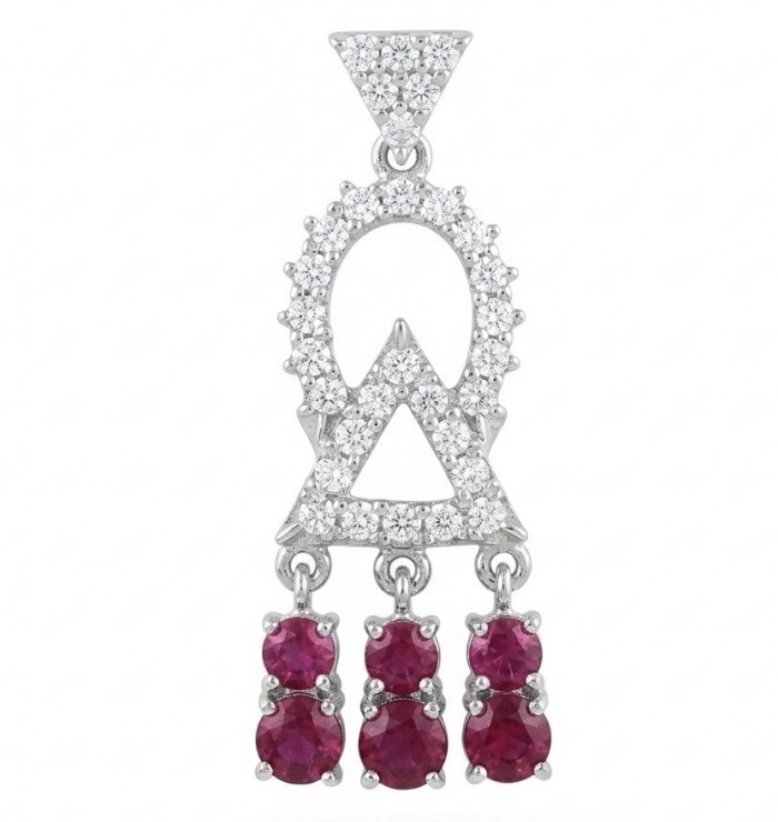 Precious - Art Deco 8.2 carat Ruby rhodium over .925 Sterling Silver handmade earrings