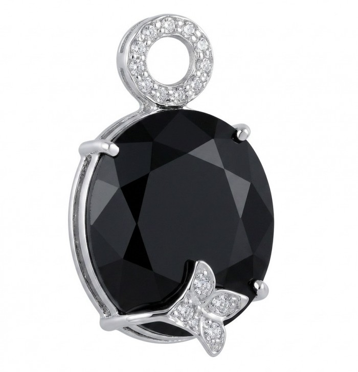 Black Rose - Oval shape Genuine 20.5 carat Onyx .925 Sterling Silver handcrafted pendant