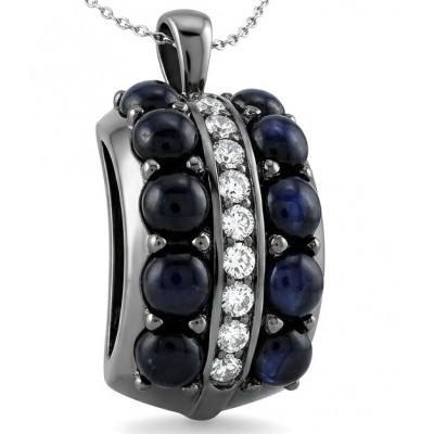 Born to Glam 7.2 carat natural Sapphire black rhodium over .925 Sterling Silver Perfectly handcrafted Pendant