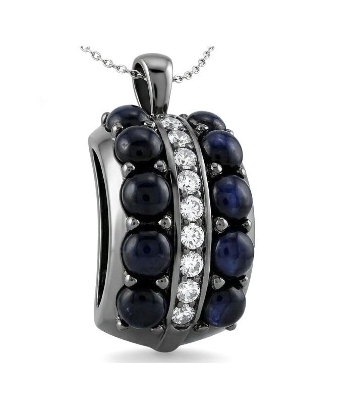 Born to Glam 7.2 carat natural Sapphire black rhodium over .925 Sterling Silver Perfectly handcrafted Pendant