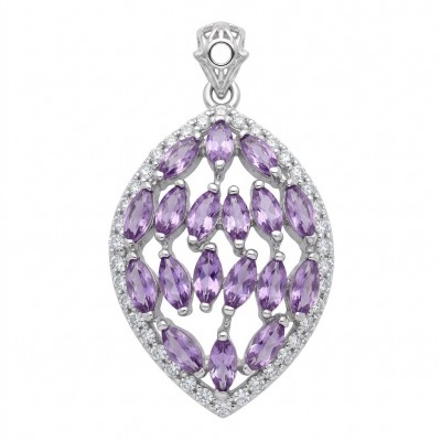 Authentic 15.5 carat Brazilian Amethyst rhodium over .925 Sterling Silver handcrafted Statement Pendant