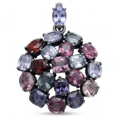 Scarlett 23.5 carat Brazilian Watermalon Tourmaline black rhodium over .925 Sterling Silver handmade Pendant