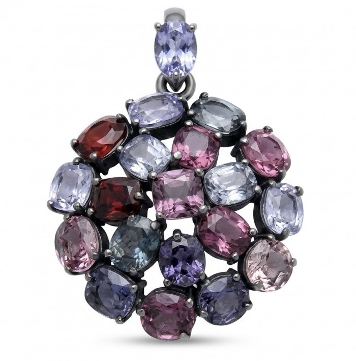 Scarlett 23.5 carat Brazilian Watermalon Tourmaline black rhodium over .925 Sterling Silver handmade Pendant