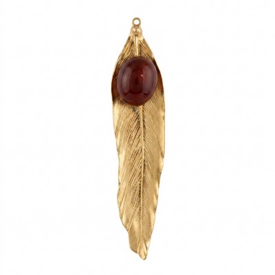 Stylish REAL Leaf dipped in gold Boulder Opal .925 Sterling Silver Pendant