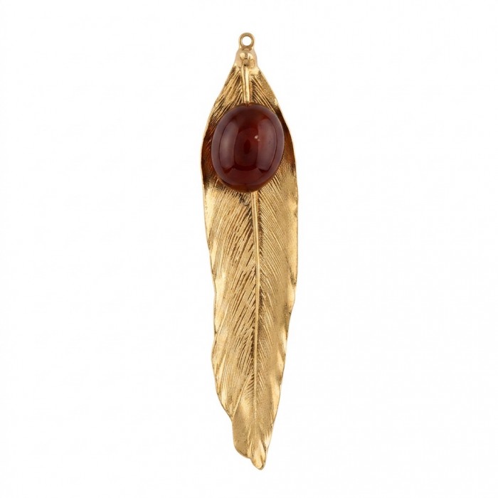 Stylish REAL Leaf dipped in gold Boulder Opal .925 Sterling Silver Pendant