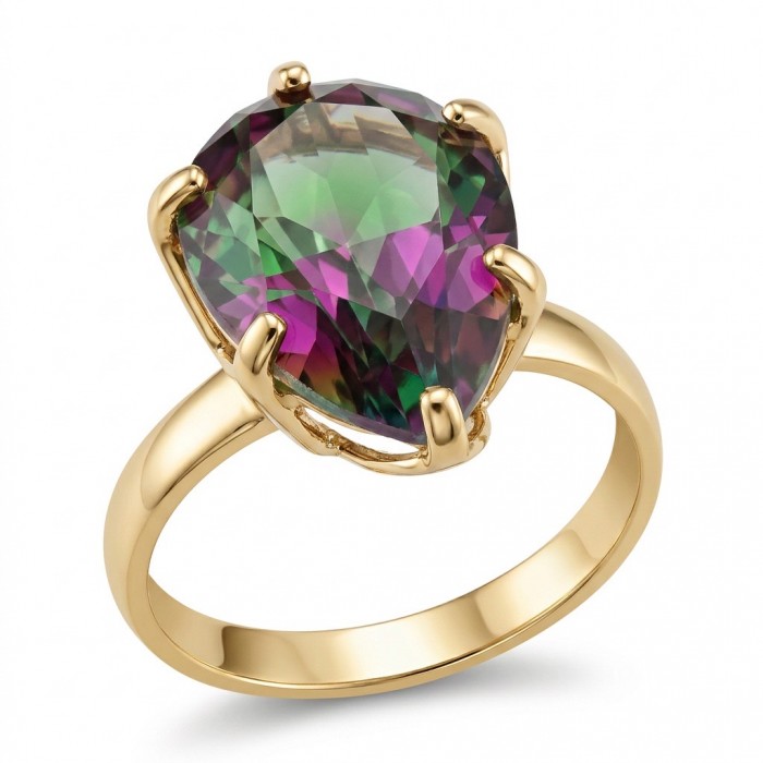 6.8 carat Brazilian Tourmaline .925 Sterling Silver dipped in 18K Gold Perfectly handcrafted Ring s. 8 1/4
