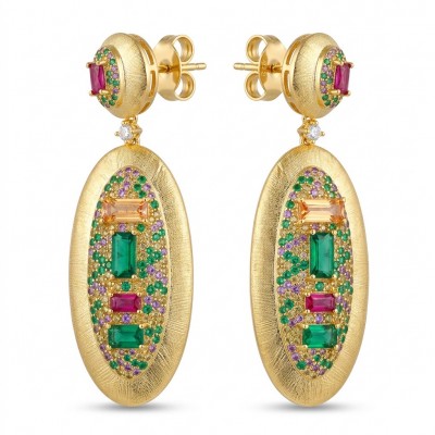 Byzantine design Authentic 8.2 carat Topaz 18K Gold over .925 Sterling Silver handcrafted Statement earrings