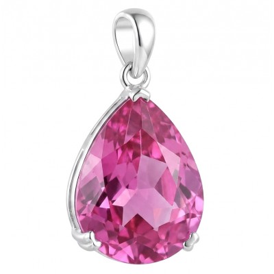 Incredible pear cut 17.8 carat Pink Sapphire .925 Sterling Silver handcrafted pendant