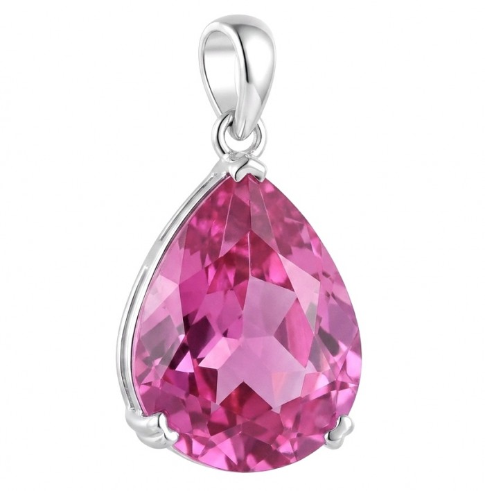 Incredible pear cut 17.8 carat Pink Sapphire .925 Sterling Silver handcrafted pendant