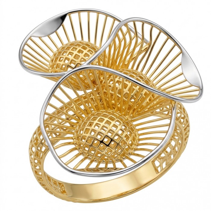 Dubai Style - .925 Sterling Silver dipped in 22K Gold handmade Large ring size 10 1/4