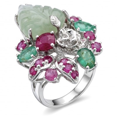 Large Natural 21.5 carat carved Green Amethyst .925 Sterling Silver handcrafted ring size 7 1/2