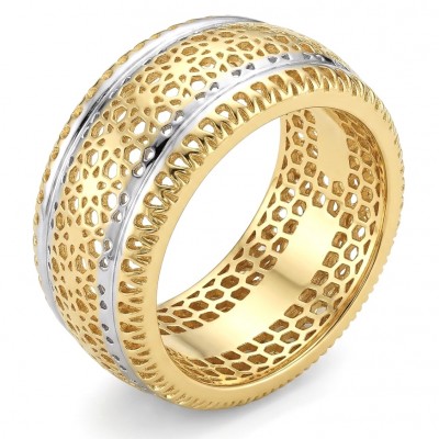 Precious Natural two tones .925 Sterling Silver dipped in 18K Gold ring size 6