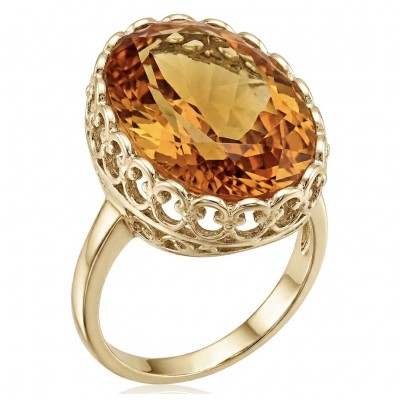 GIOVANNA 48.8 carat Genuine oval CUT Heliodor rhodium over .925 Sterling Silver handcrafted ring size 10
