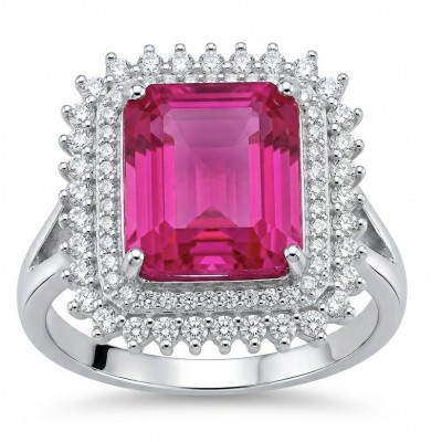 Stella 9.8 carat Brazilian Pink Topaz .925 Sterling Silver Handcrafted Statement Ring size 8