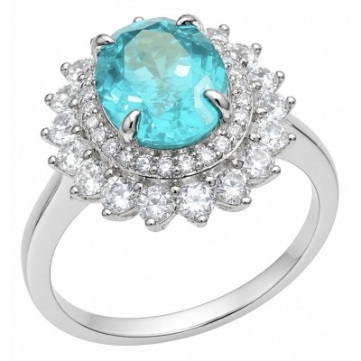 WONDERLAND 4.8 carat Paraiba Tourmaline .925 Sterling Silver Handcrafted Ring size 6 1/4