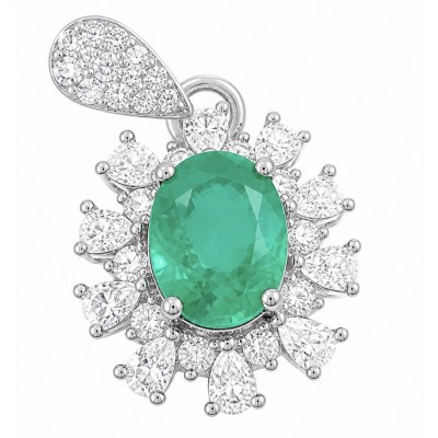 Isabella 3.8 carat Emerald .925 Sterling Silver Perfectly handcrafted pendant
