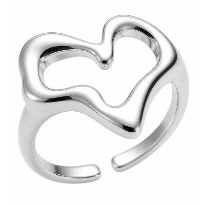 Heart - .925 Sterling Silver Handcrafted Statement Ring size 7