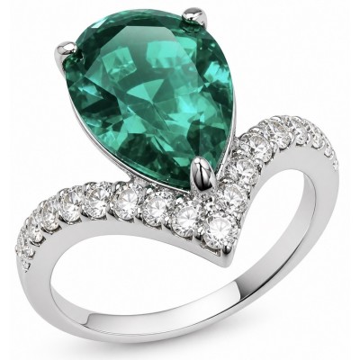 Precious Green Drop 12.2 CARAT Chrome Diopside .925 Sterling Silver Statement Ring s. 7