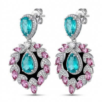 Bellissima Incredible 12.5 carat Paraiba Tourmaline .925 Sterling Silver entirely handmade earrings