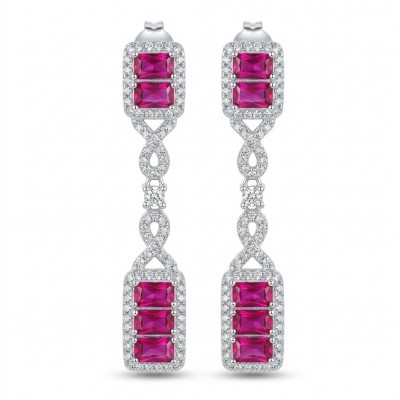 Art Deco - Giovanna - Magnificent Jewel 6.5 carat Ruby .925 Sterling Silver handcrafted incredible earrings