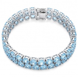 Tiffany - Magnificent 112.5 carat Swiss Blue Topaz .925 Sterling Silver handcrafted Heavy Bracelet
