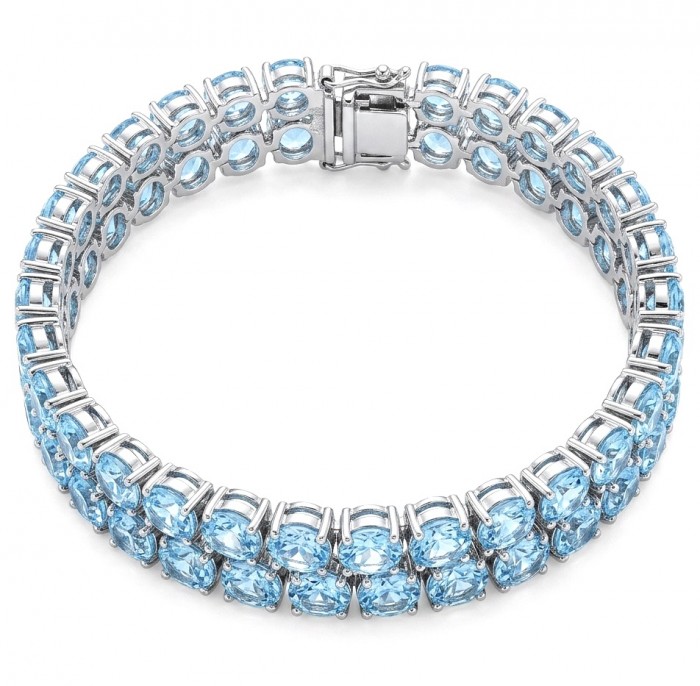 Tiffany - Magnificent 112.5 carat Swiss Blue Topaz .925 Sterling Silver handcrafted Heavy Bracelet