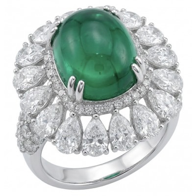 Elizabeth princess cut 4.8 carat Colombian Emerald 8.3 carat Moissanite .925 Sterling Silver dipped in Rhodium handcrafted Ring size 5 1/4