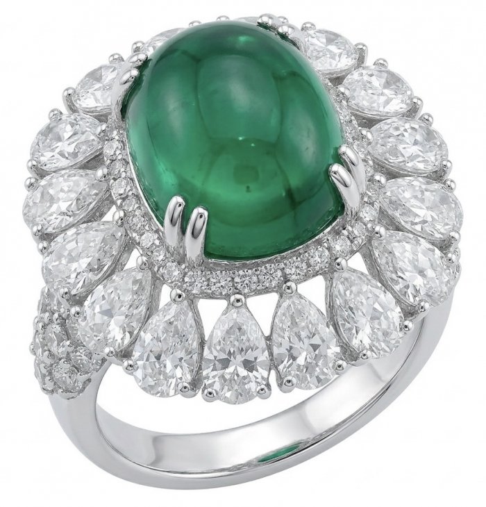 Elizabeth princess cut 4.8 carat Colombian Emerald 8.3 carat Moissanite .925 Sterling Silver dipped in Rhodium handcrafted Ring size 5 1/4 - video