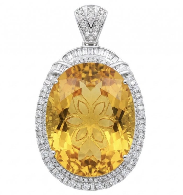 Angel's Wish Luxurious 36.7 carat yellow Sapphire .925 Sterling Silver handcrafted pendant - video