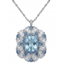 Mademoiselle - 21.5 carat natural Swiss Blue Topaz .925 Sterling Silver dipped in Rhodium handcrafted Necklace