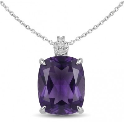 Classic design 22.5 carat African Amethyst .925 Sterling Silver dipped in rhodium handcrafted necklace