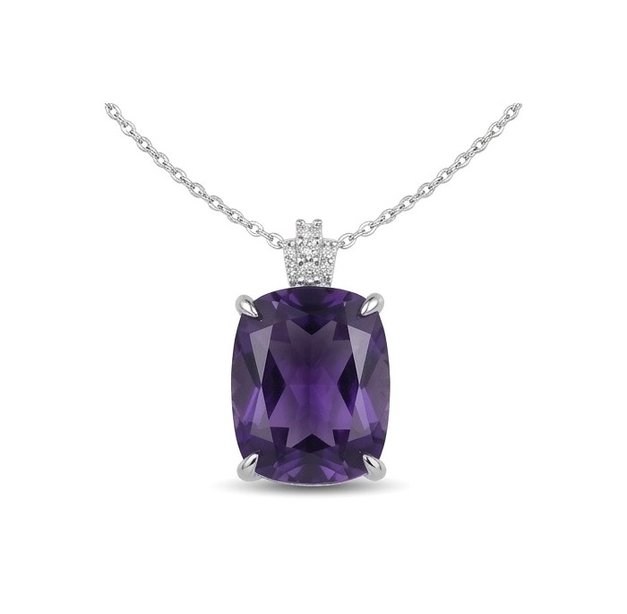 Classic design 22.5 carat African Amethyst .925 Sterling Silver dipped in rhodium handcrafted necklace