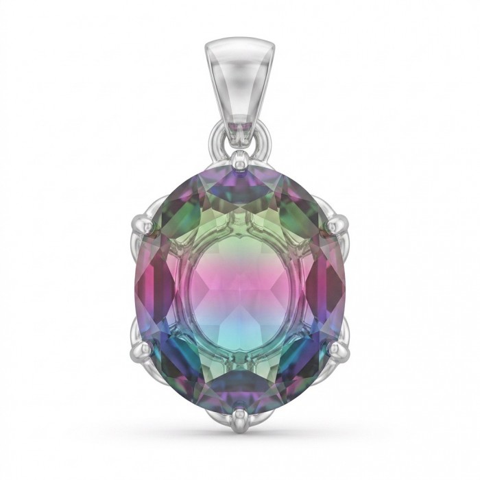 5.2 carat oval cut Brazilian Tourmaline .925 Sterling Silver Perfectly handcrafted pendant