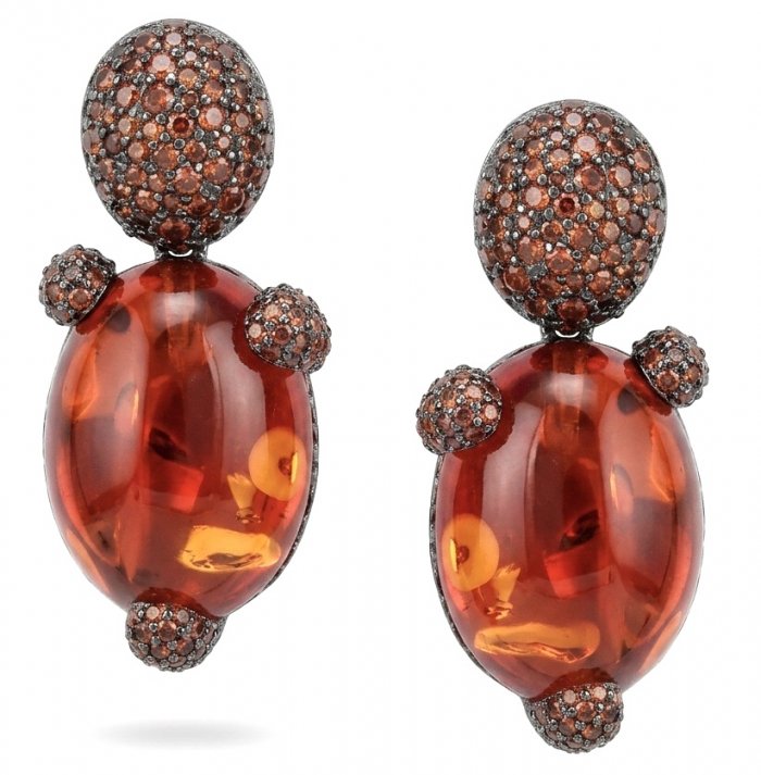 Exquisite 12.4 ctw Red Topaz 7.2 carat pave Ruby .925 Sterling Silver dipped in black rhodium handcrafted Statement earrings - video