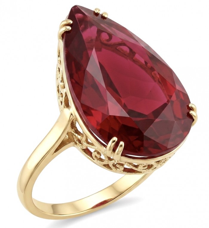 Carmen Natural 25.4 carat Ruby .925 Sterling Silver dipped in 22K Gold handmade Large Statement Ring size 6 3/4