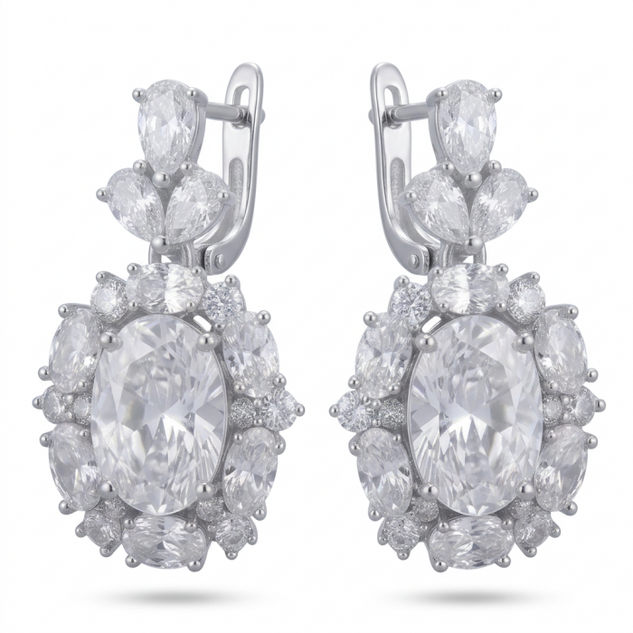 Allure Natural 15.2 carat Topaz .925 Sterling Silver handcrafted earrings