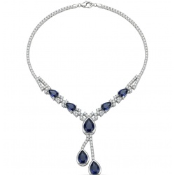 Blue Royalty 16.2 carat Sapphire .925 Sterling Silver handcrafted Statement Necklace