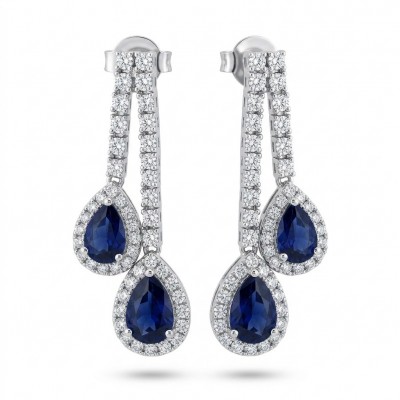 Blue Royalty 9.7 carat Sapphire .925 Sterling Silver handcrafted Statement earrings