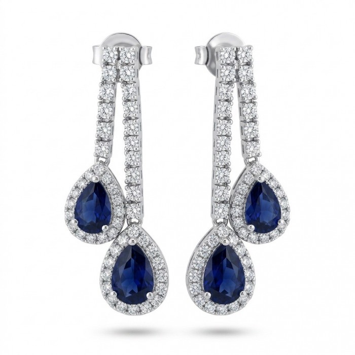 Blue Royalty 9.7 carat Sapphire .925 Sterling Silver handcrafted Statement earrings