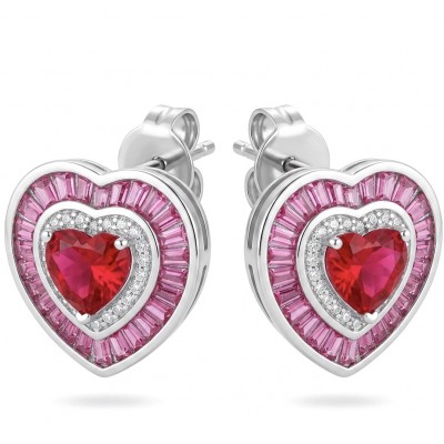 Art deco - My Sweet Heart Natural 2.8 carat Mozambique Ruby .925 Sterling Silver Handcrafted Earrings