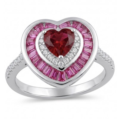 Art deco - My Sweet Heart Natural 4.8 carat Mozambique Ruby .925 Sterling Silver Handcrafted Cocktail Ring s. 7 1/2