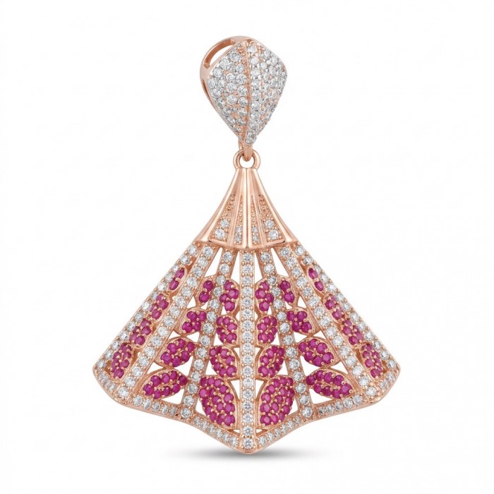 Luxurious 5.2 carat Kashmir Ruby .925 Sterling Silver dipped in 18K Rose Gold handmade Pendant