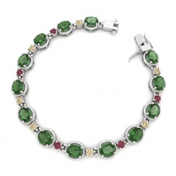 Authentic 17.9 carat Chrome Diopside .925 Sterling Silver handcrafted Bracelet