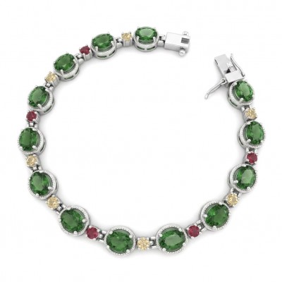 Authentic 17.9 carat Chrome Diopside .925 Sterling Silver handcrafted Bracelet