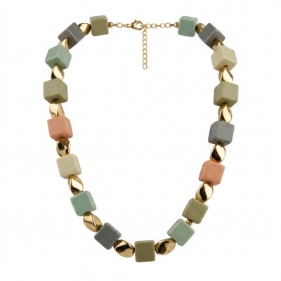 Luxurius Modern Concept - Crystal Cubes golden Handcrafted necklace