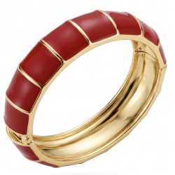 Lovely Red Enamel Vintage style Luxurious Golden Hinge Bangle Bracelet