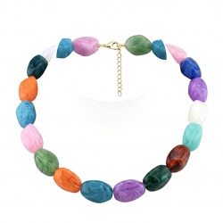 Tutti Frutti 84.5 carat Golded tone handcrafted Statement necklace