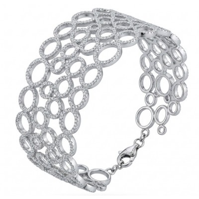 Dolce Vita - Precious Natural 12.5 carat pave White Topaz rhodium over .925 Sterling Silver handcrafted bracelet