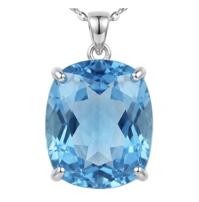 Vintage style 24.8 carat Swiss Blue Topaz .925 Sterling Silver DIPPED IN RHODIUM handmade Pendant - video