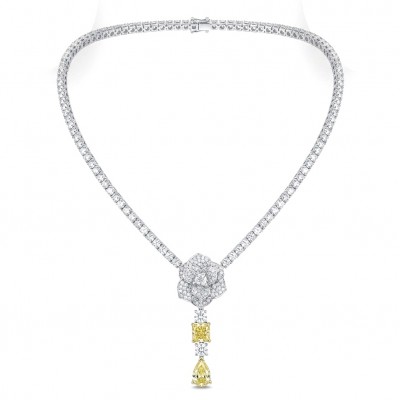 Luxurious - 6.7 carat yellow Montana Sapphire .925 Sterling Silver handcrafted Statement Necklace